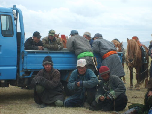 Mongolians on horse racing