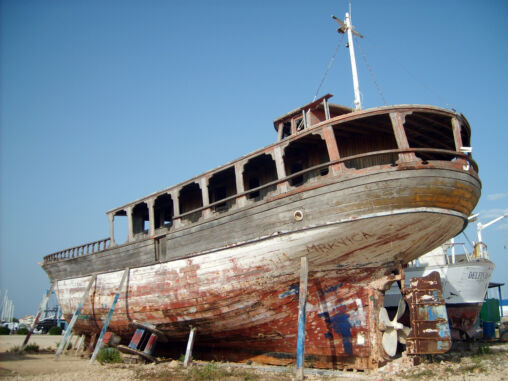 Boat on dry land