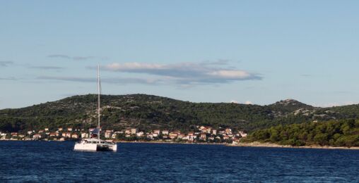 Catamaran At Sea