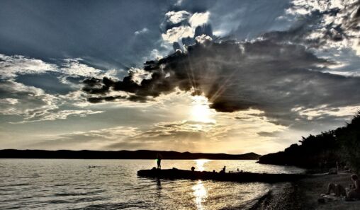 Sunset, Clouds And Sea