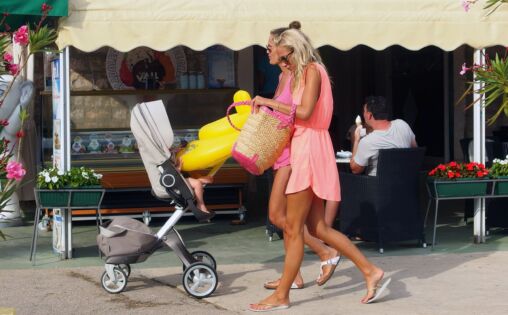 Young Mothers Walking