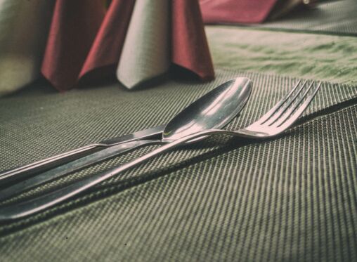 Cutlery in a restaurant