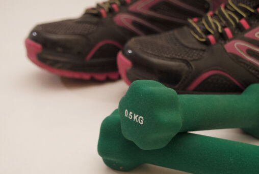 Fitness Dumbbells And Sport Shoes