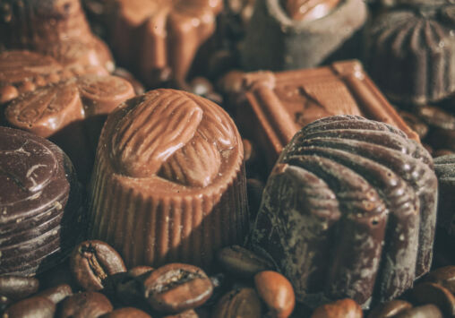 Chocolate and coffee beans