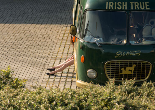 Irish bus and girl’s leg