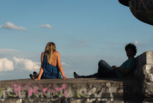 Young Woman And Man In The City