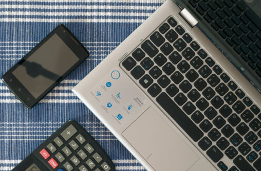 Phone, Laptop And Calculator