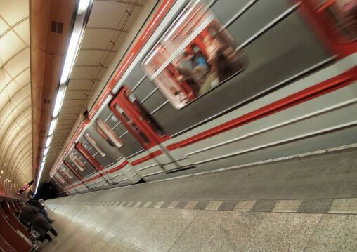 Subway Train Coming Into The Station