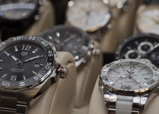 Luxury Wrist Watches In Shop Window