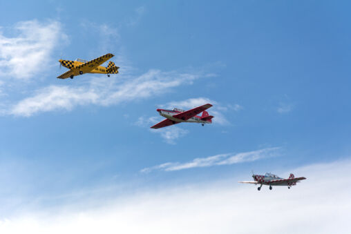Aerobatic planes in formation