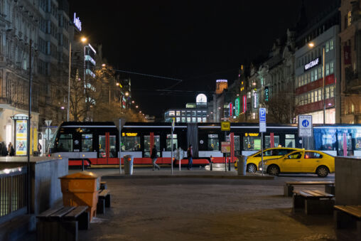 Prague Wenceslas Square at Night