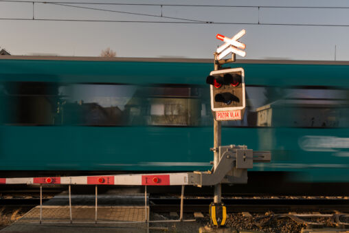 Railroad Crossing With Train