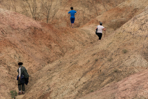 Hiking tourists