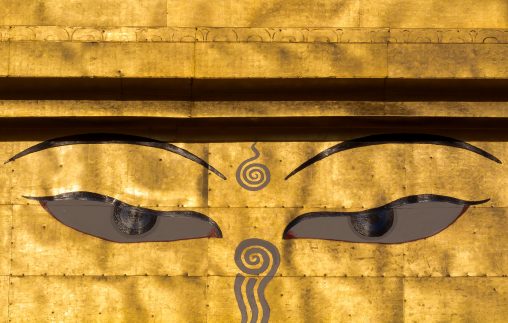 Eyes of the Buddha on the Golden Stupa