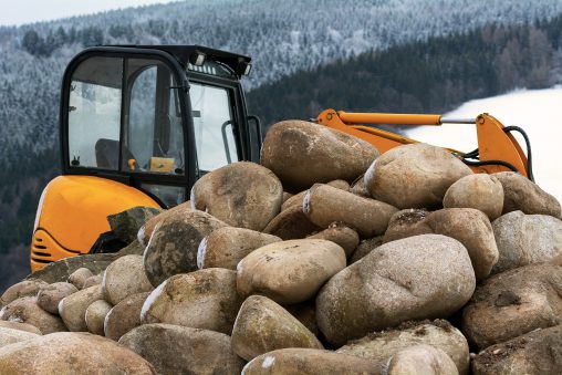 Excavator and Big Stones